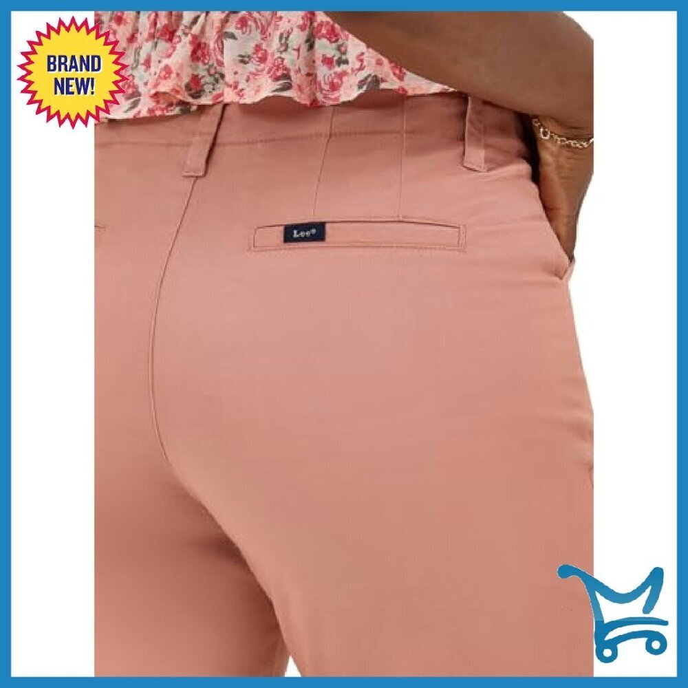 Regular Fit Stretch Chino Pants Mid Waist Straight Leg Casual - Picture 5 of 6